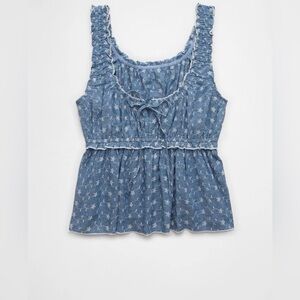 American Eagle Outfitters Blue Ruffled Blouse
